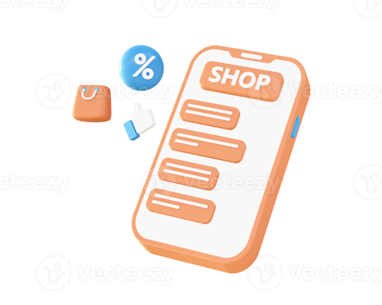 3d Orange marketplace and online shopping icon for UI UX web mobile apps social media ads design png