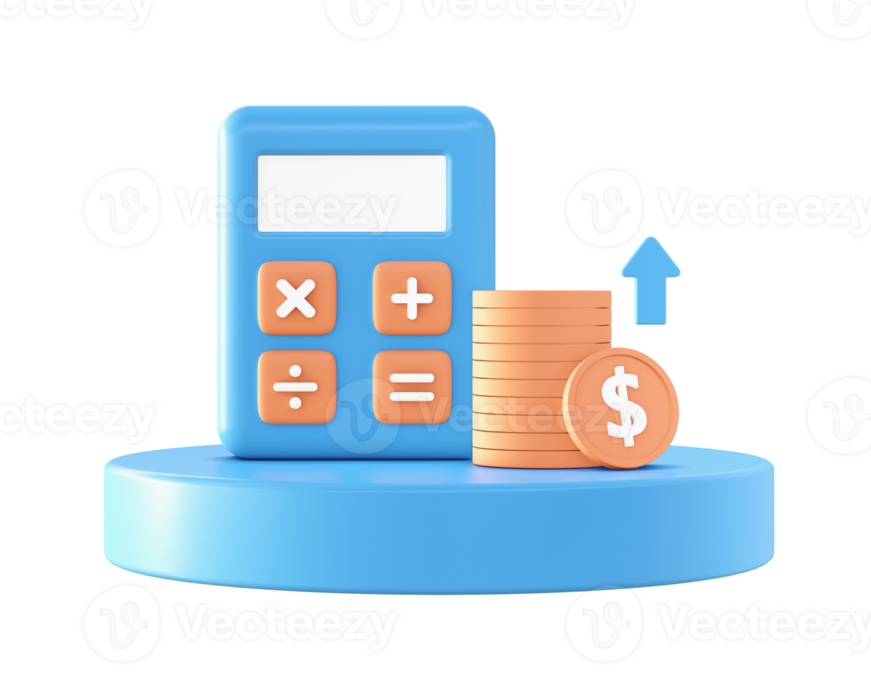 3d Orange finance growth icon for UI UX web mobile apps social media ads design png