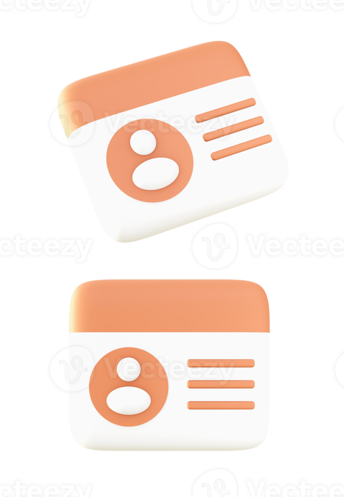 3d id carte icône pour ui ux la toile mobile applications social médias les publicités conception png