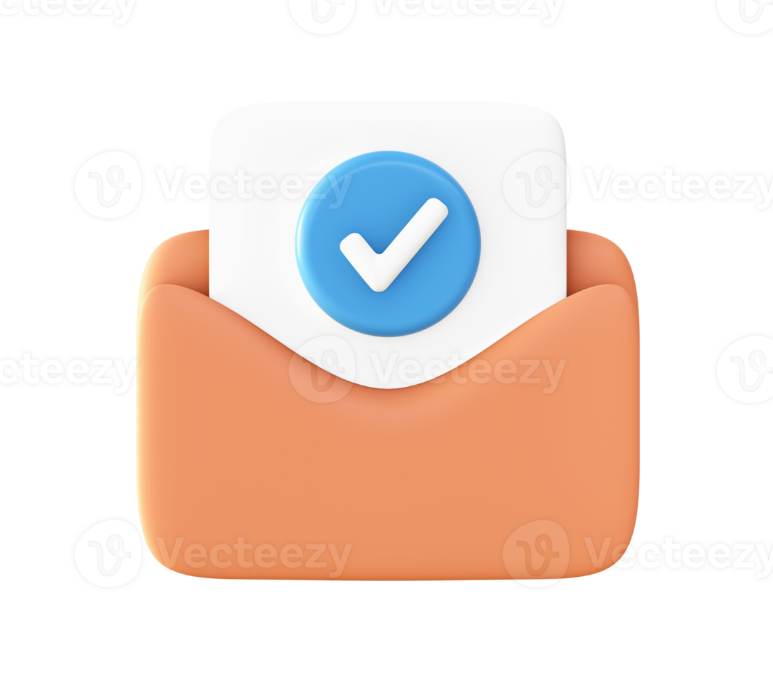 3d lezing e-mail met checklist icoon voor ui ux web mobiel apps sociaal media advertenties ontwerp png