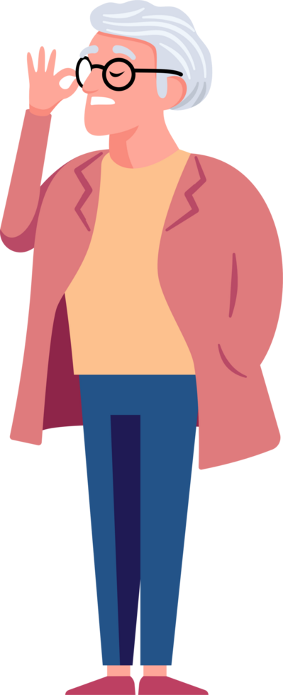 Elderly Woman Flat Style Cartoon Illustration. Senior People. png