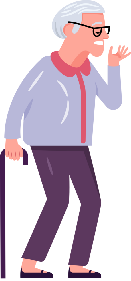 Elderly Woman Flat Style Cartoon Illustration. Senior People. png