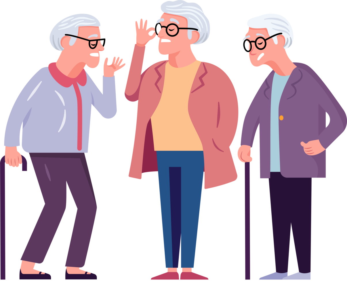 Elderly Woman Flat Style Cartoon Illustration. Senior People. png