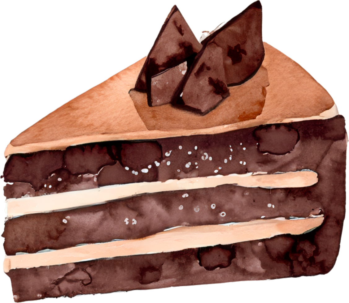 Watercolor chocolate cake PNG AI-Generated