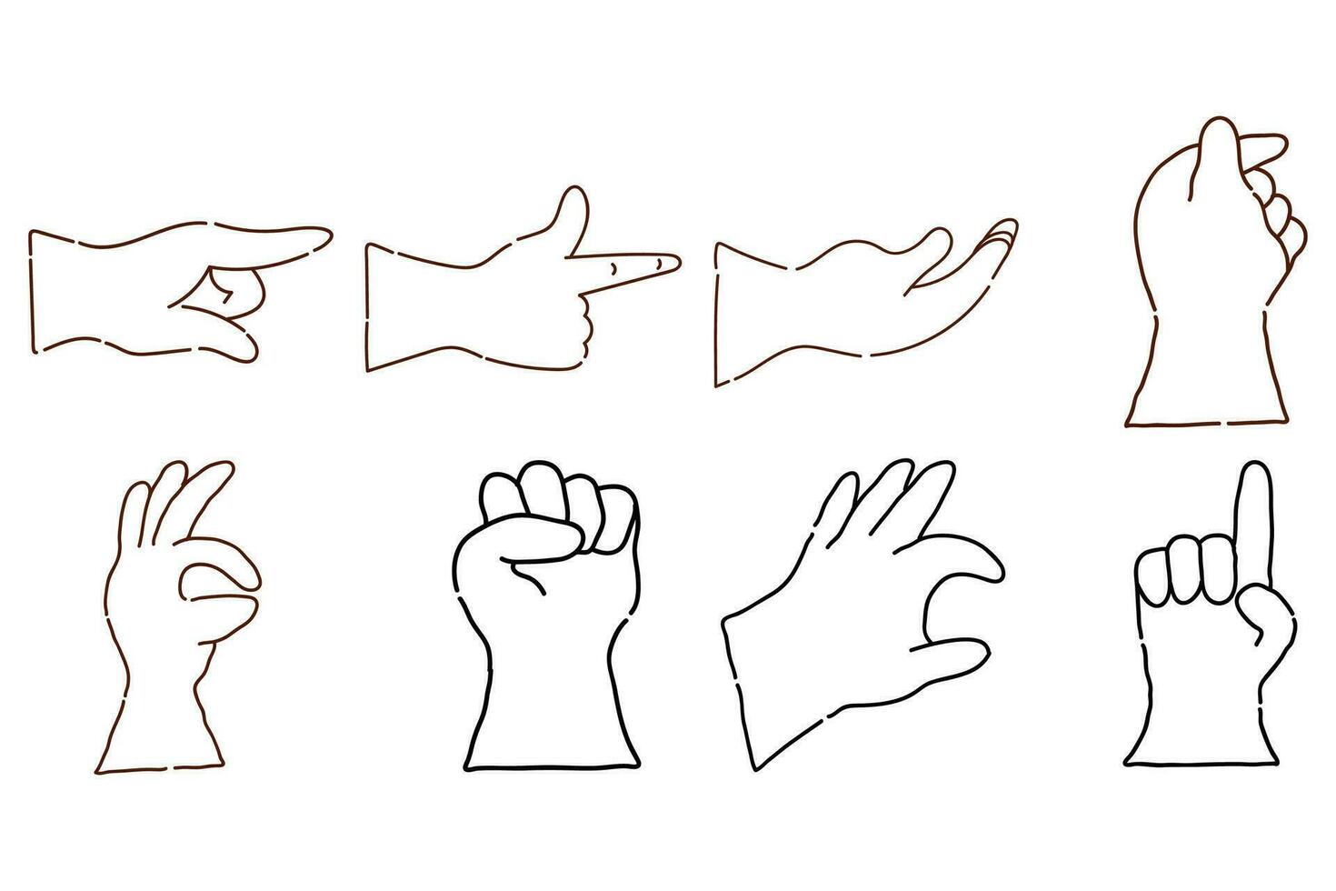 set  vector expressive hand gestures