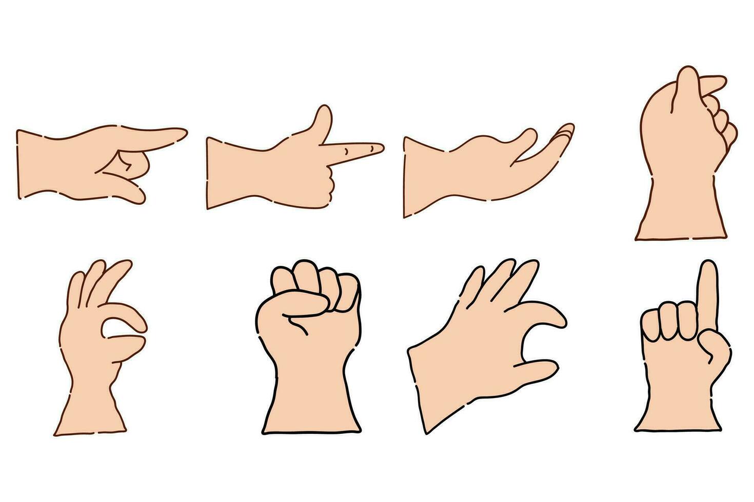 set  vector expressive hand gestures