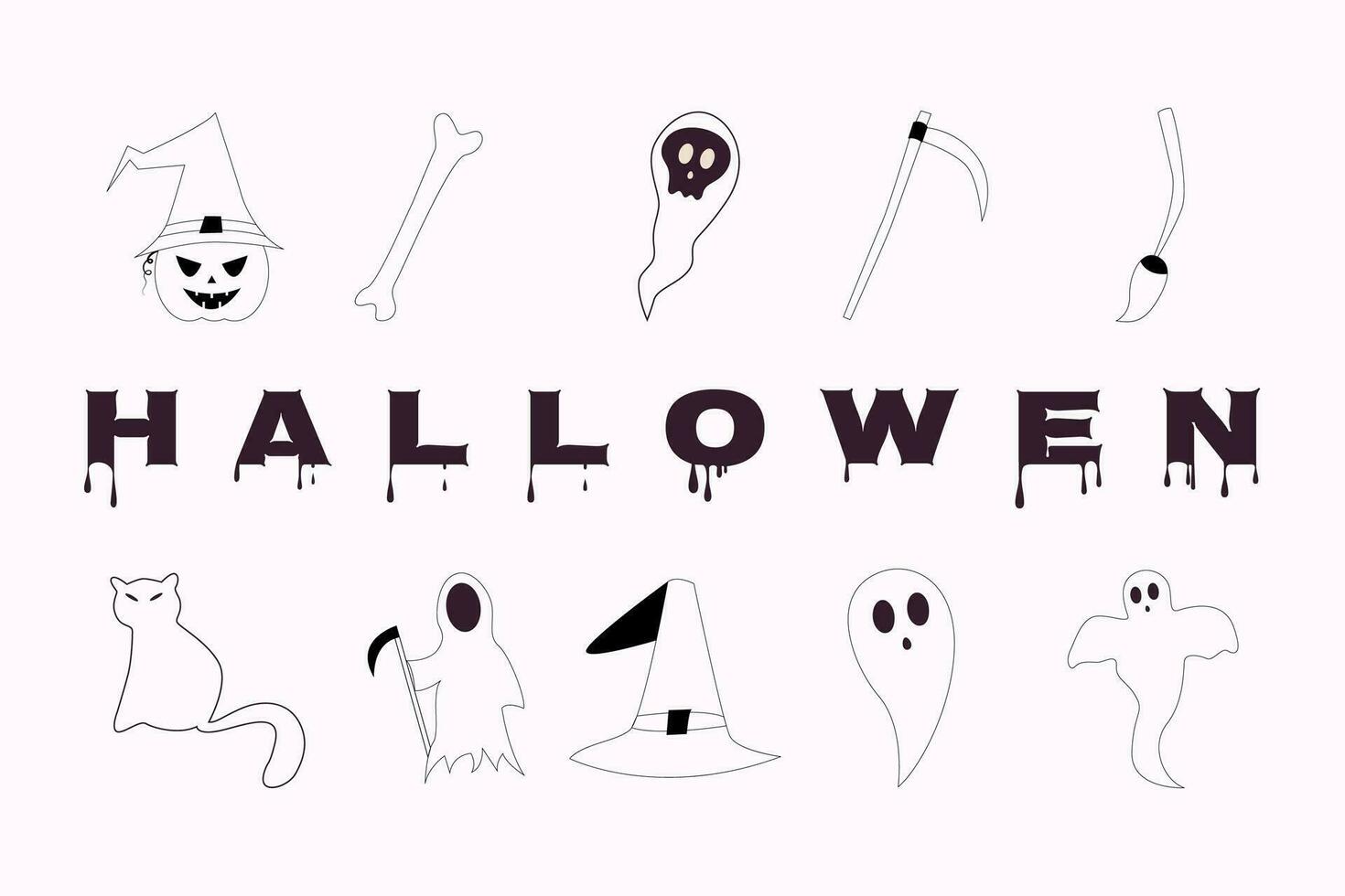 hallowen set of element vector
