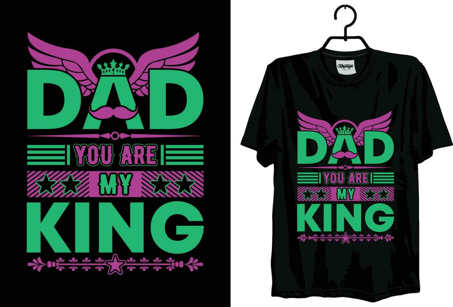 Free Vector father day t shirt design quotes father typography for print.