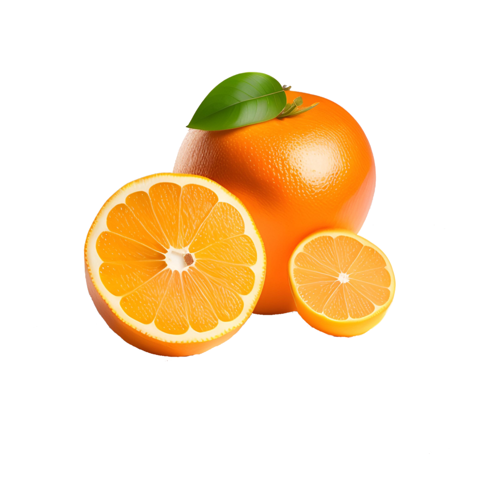 Beautiful orange with leave on transparent background png