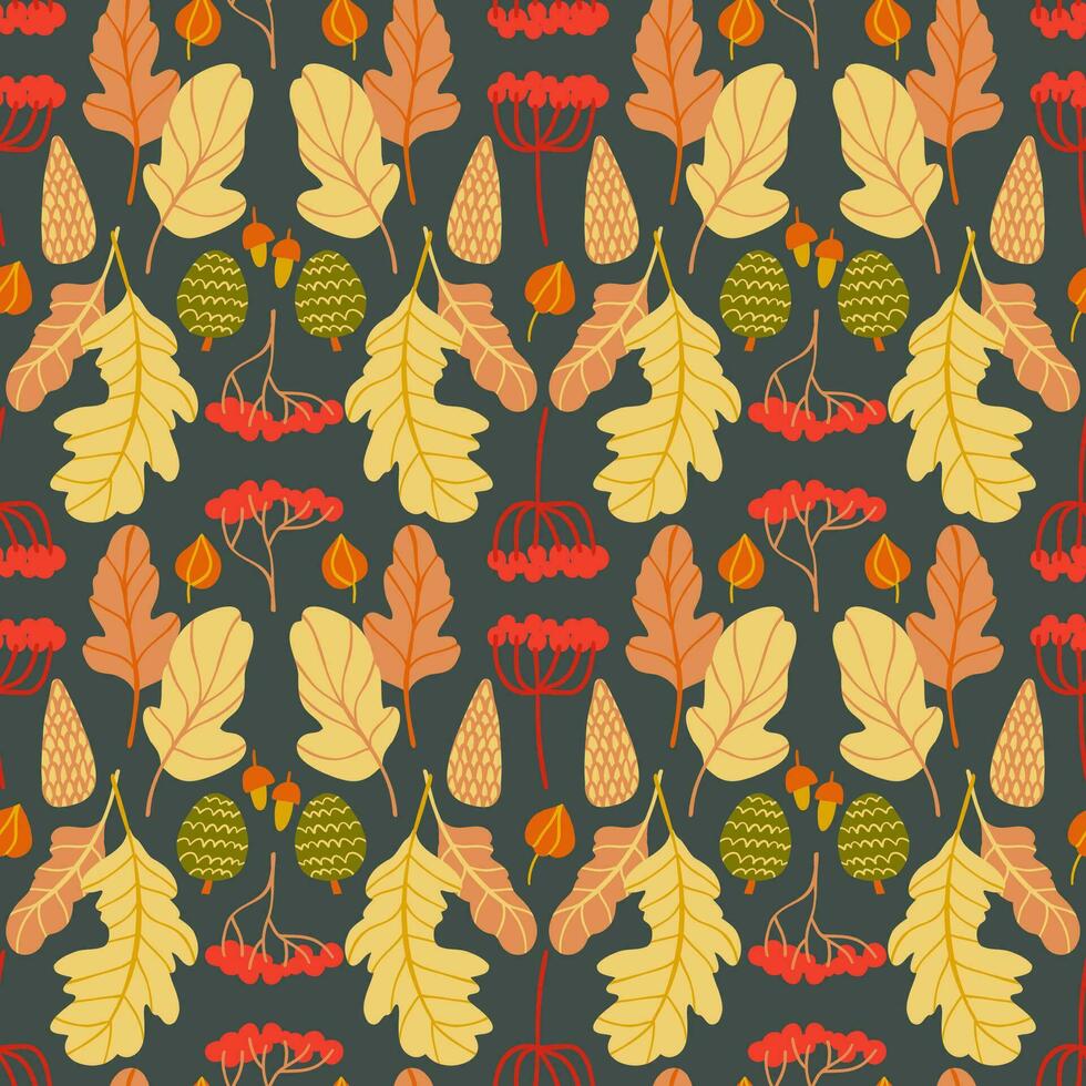 Autumn seamless pattern design. Repeat design with autumn thematics elements vector