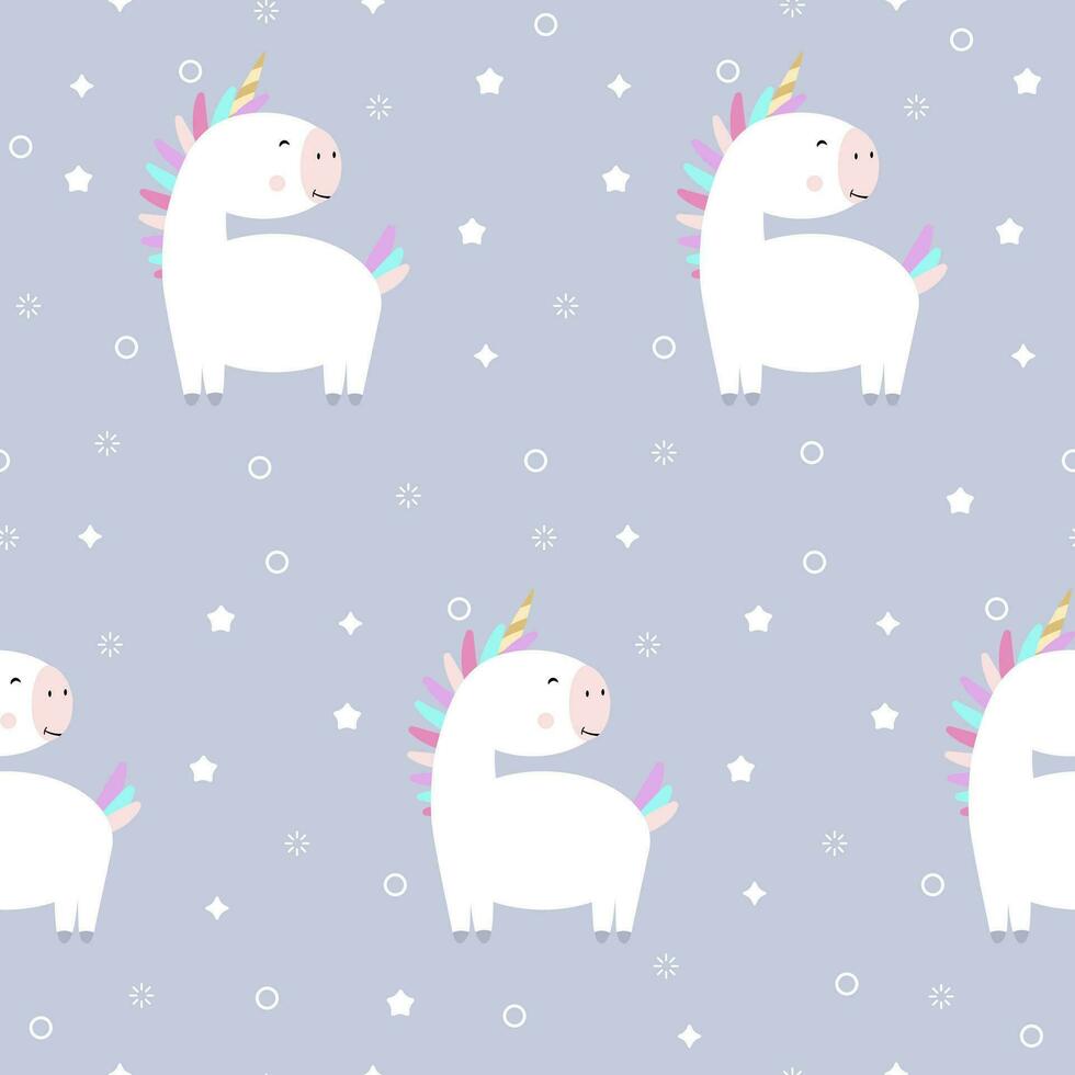 sin costura modelo unicornio dibujos animados. niño vector. Perfecto para guardería niños, saludo tarjeta, bebé ducha muchacha. vector