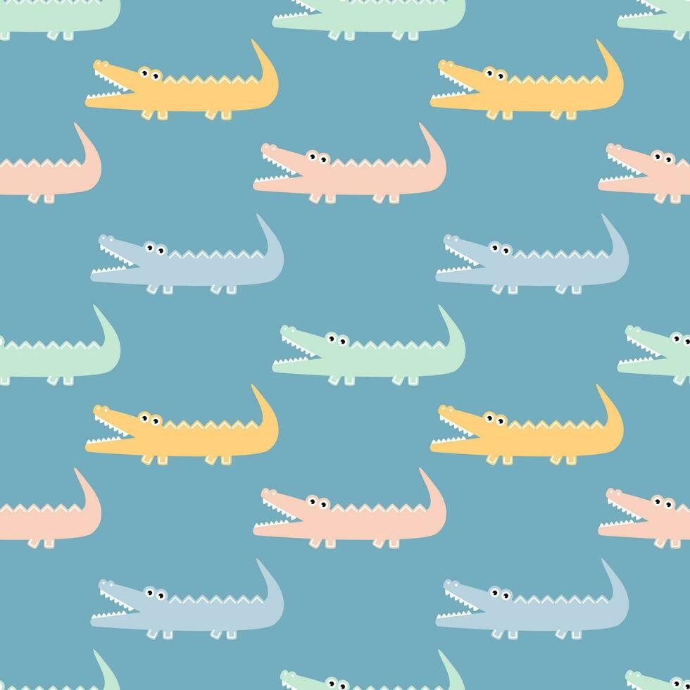 Crocodile Cute seamless. Childish Style. vector