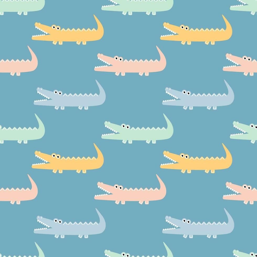 Crocodile Cute seamless. Childish Style. vector