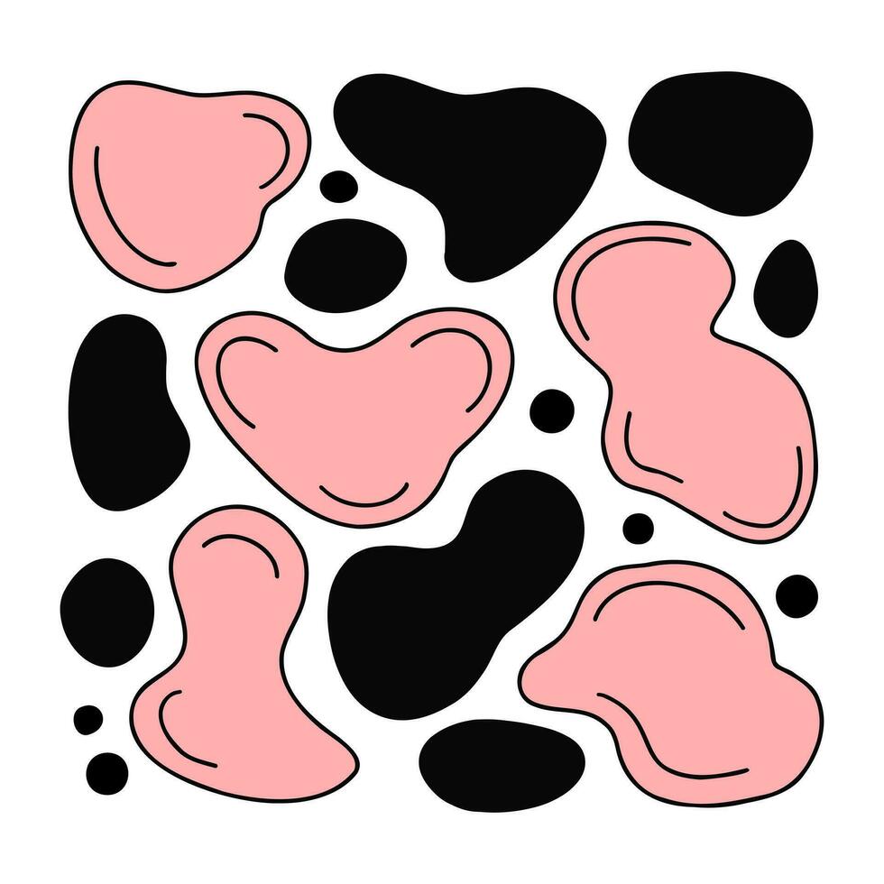 cow spots, skin print, pattern. Illustration for printing, backgrounds, covers and packaging. Image can be used for greeting cards, posters, stickers and textile. Isolated on white background. vector