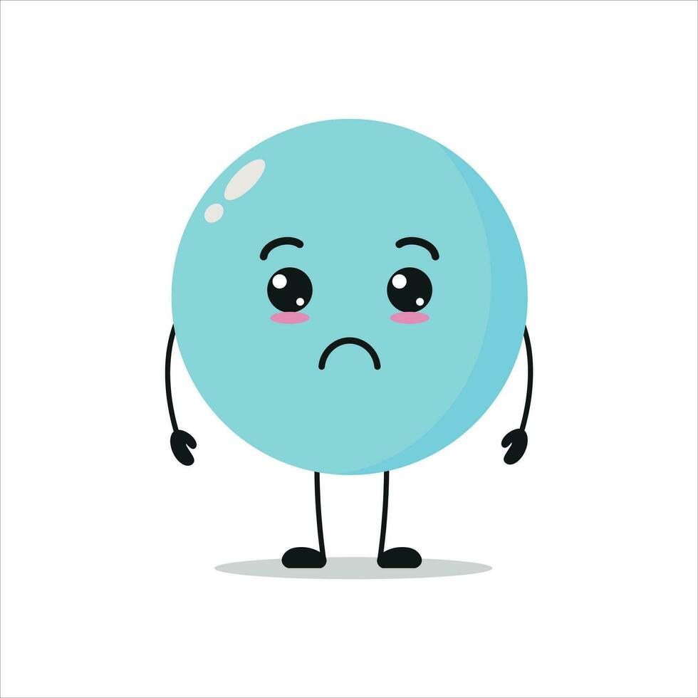 linda triste burbuja personaje. gracioso infeliz espuma dibujos animados emoticon en plano estilo. burbuja emoji vector ilustración