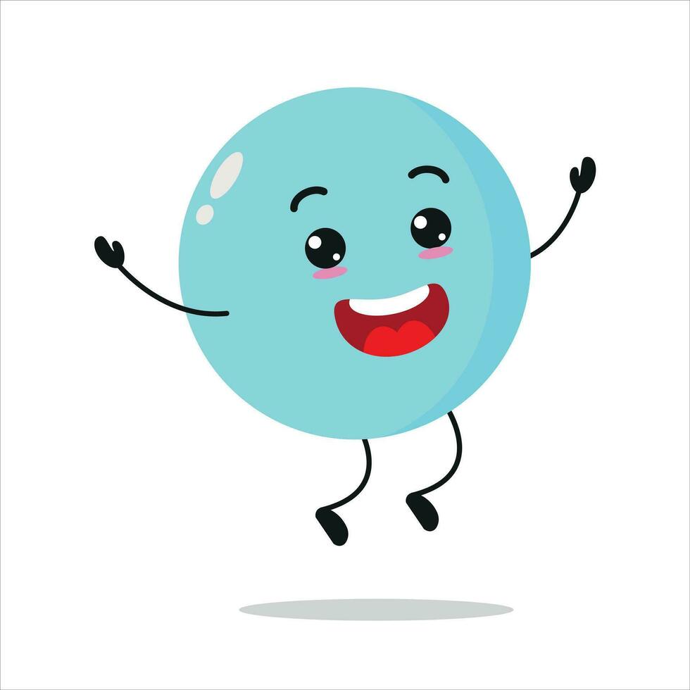 linda contento burbuja personaje. gracioso saltar espuma dibujos animados emoticon en plano estilo. burbuja emoji vector ilustración