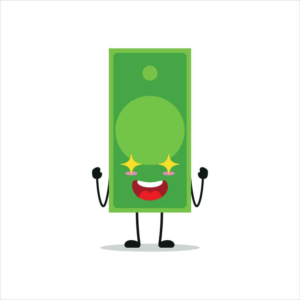 Cute excited paper money character. Funny electrifying money cartoon emoticon in flat style. financial emoji vector illustration