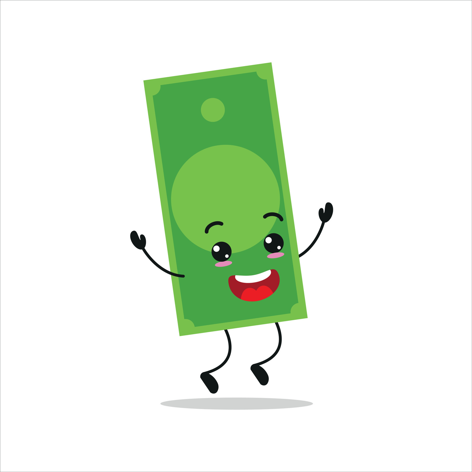 Cute Happy Paper Money Character Funny Jump Money Cartoon Emoticon In Flat Style Financial Cute Happy Paper Money Character Funny Jump Money Cartoon Emoticon In Flat Style Financial