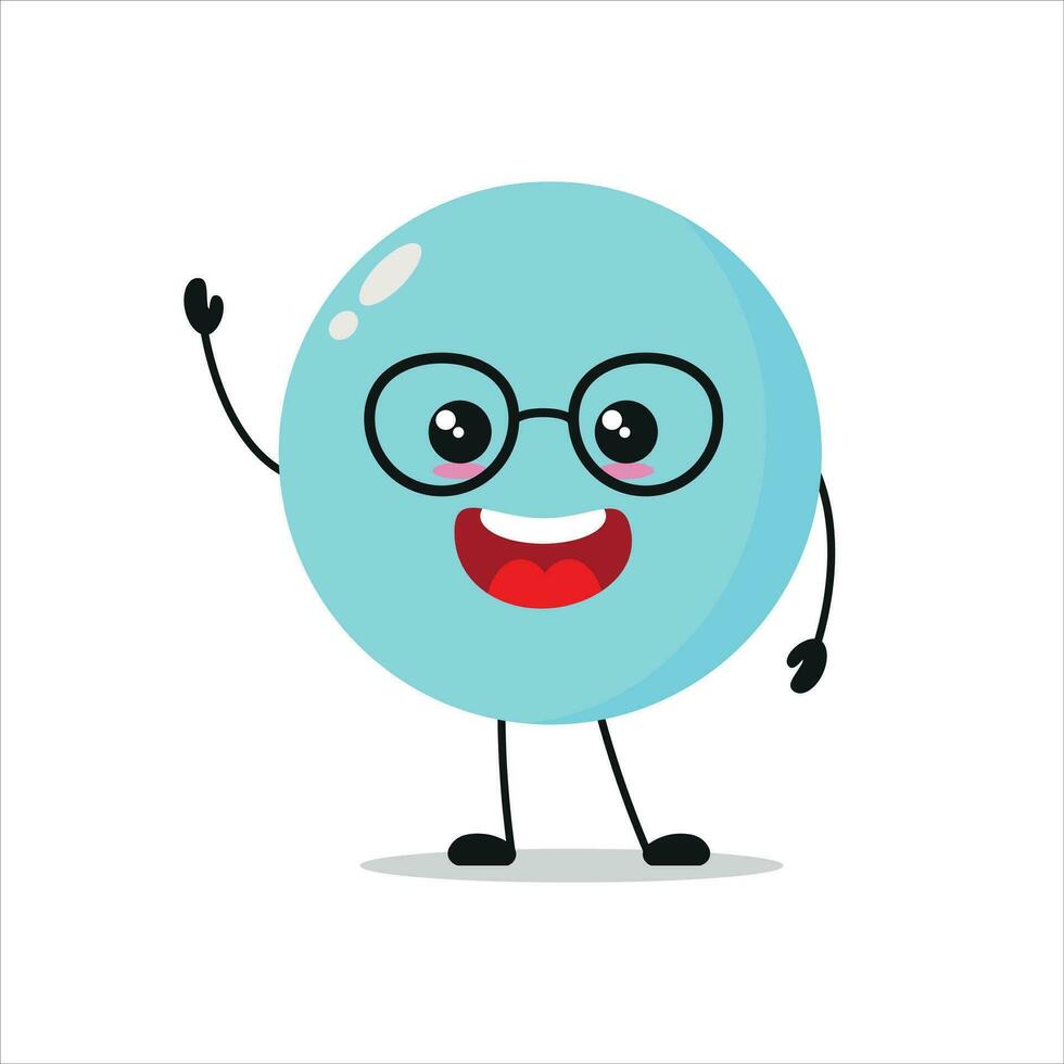 linda contento burbuja personaje. sonriente y saludar espuma dibujos animados emoticon en plano estilo. burbuja emoji vector ilustración