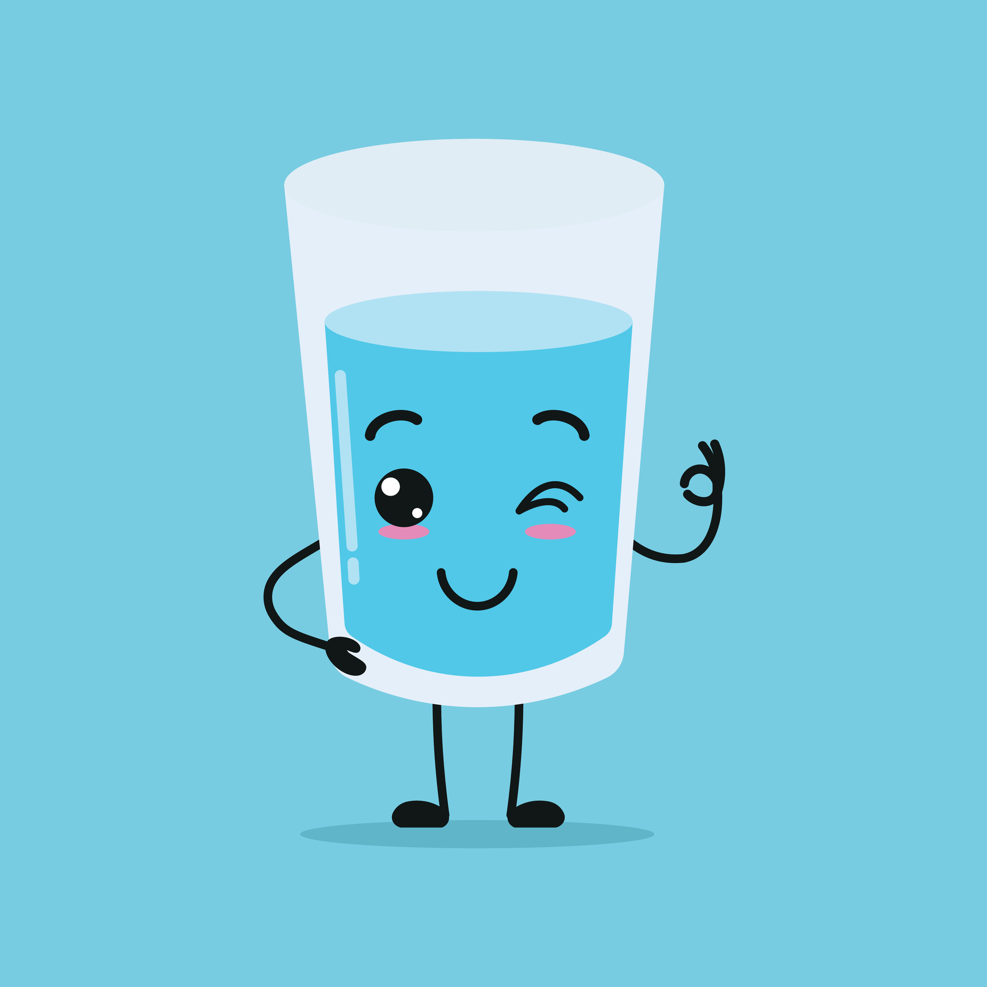 Cute smiling happy water glass Royalty Free Vector Image