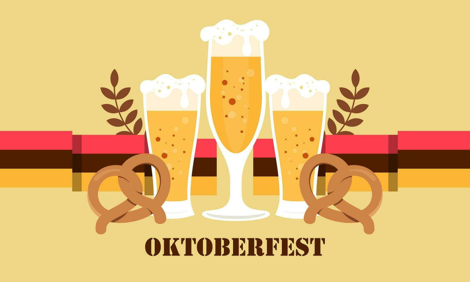 Happy Oktoberfest Beer Festival Flat Design Background vector