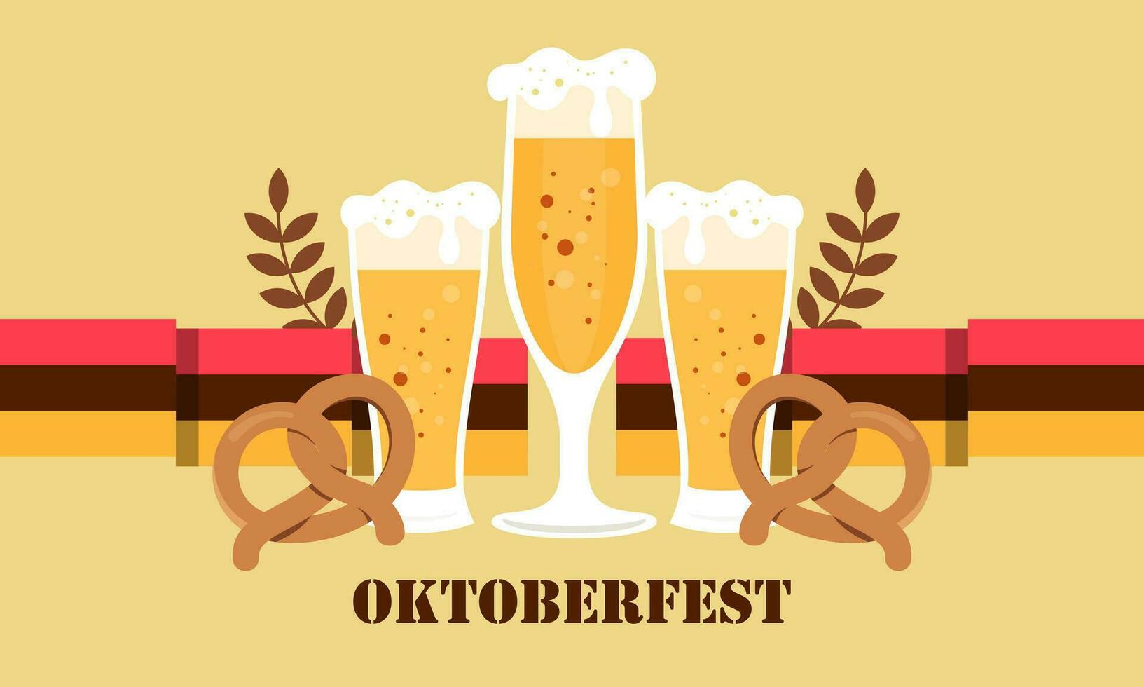 Happy Oktoberfest Beer Festival Flat Design Background vector