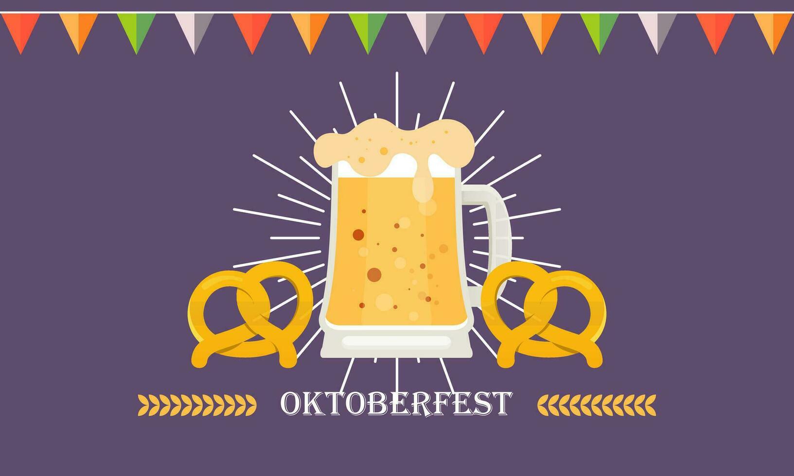 Happy Oktoberfest Beer Festival Flat Design Background vector