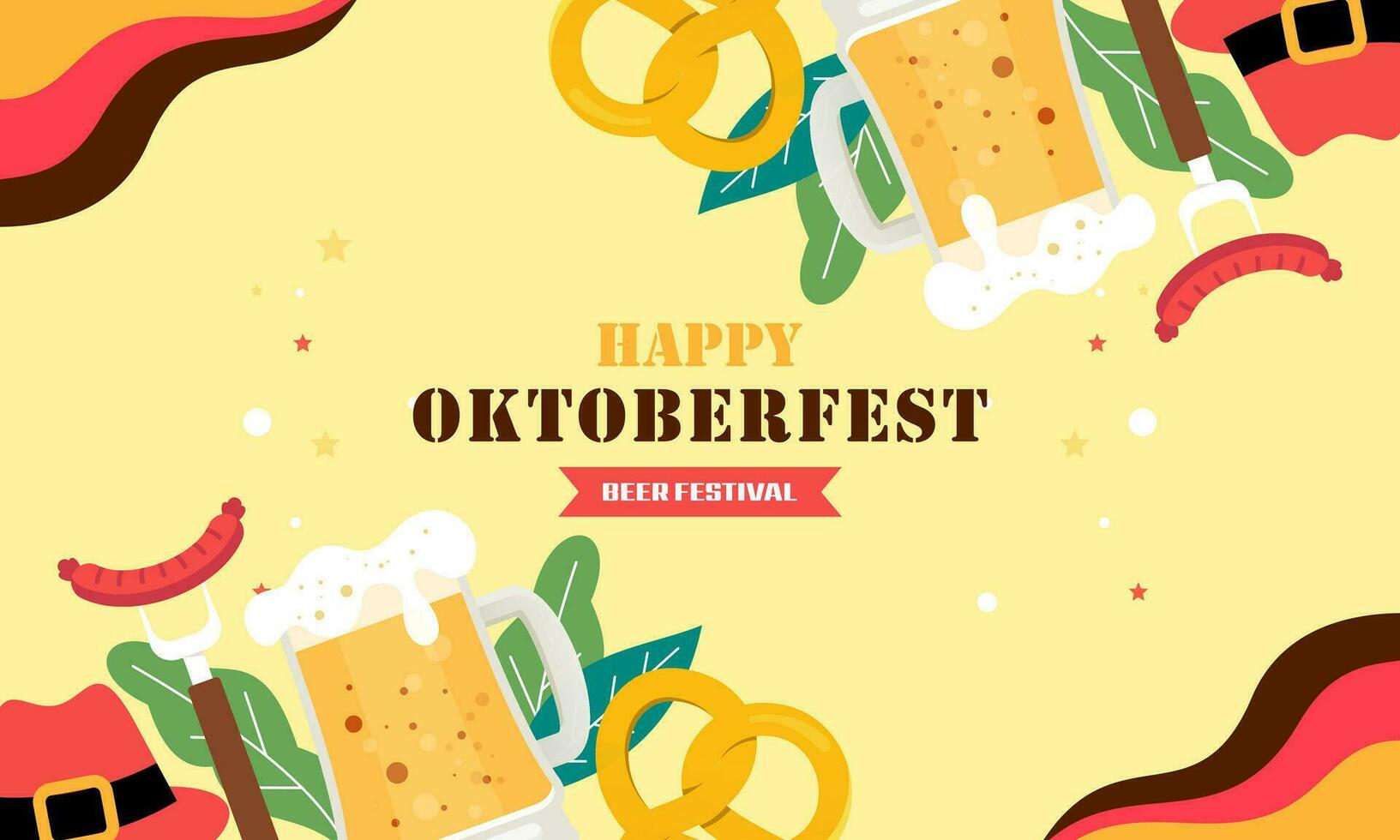 Happy Oktoberfest Beer Festival Flat Design Background vector