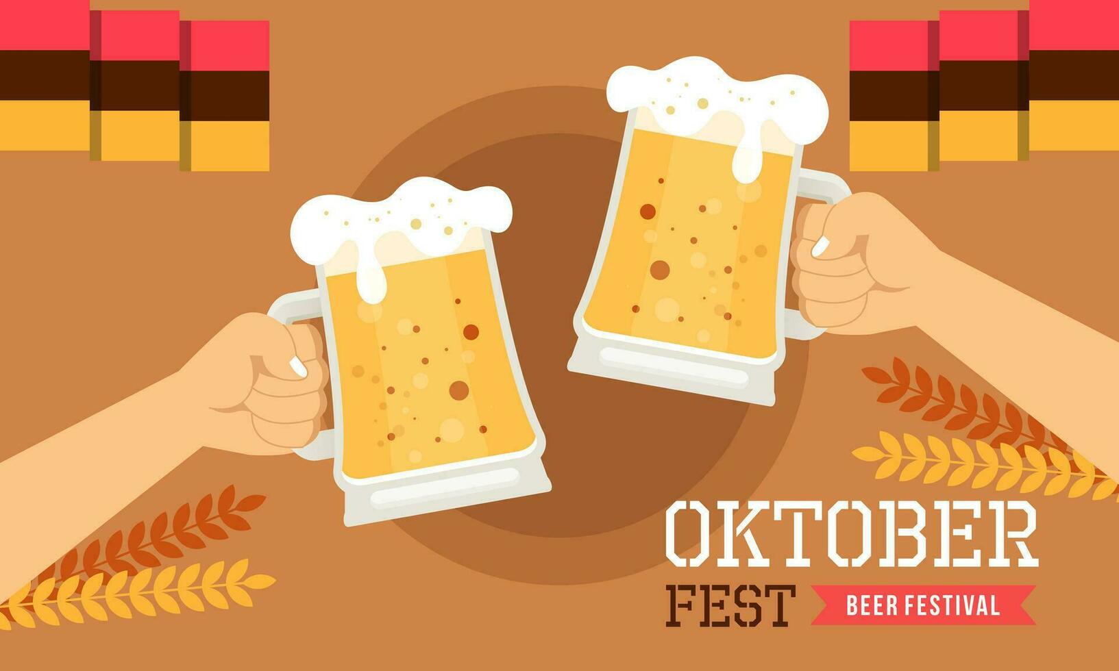 Happy Oktoberfest Beer Festival Flat Design Background vector