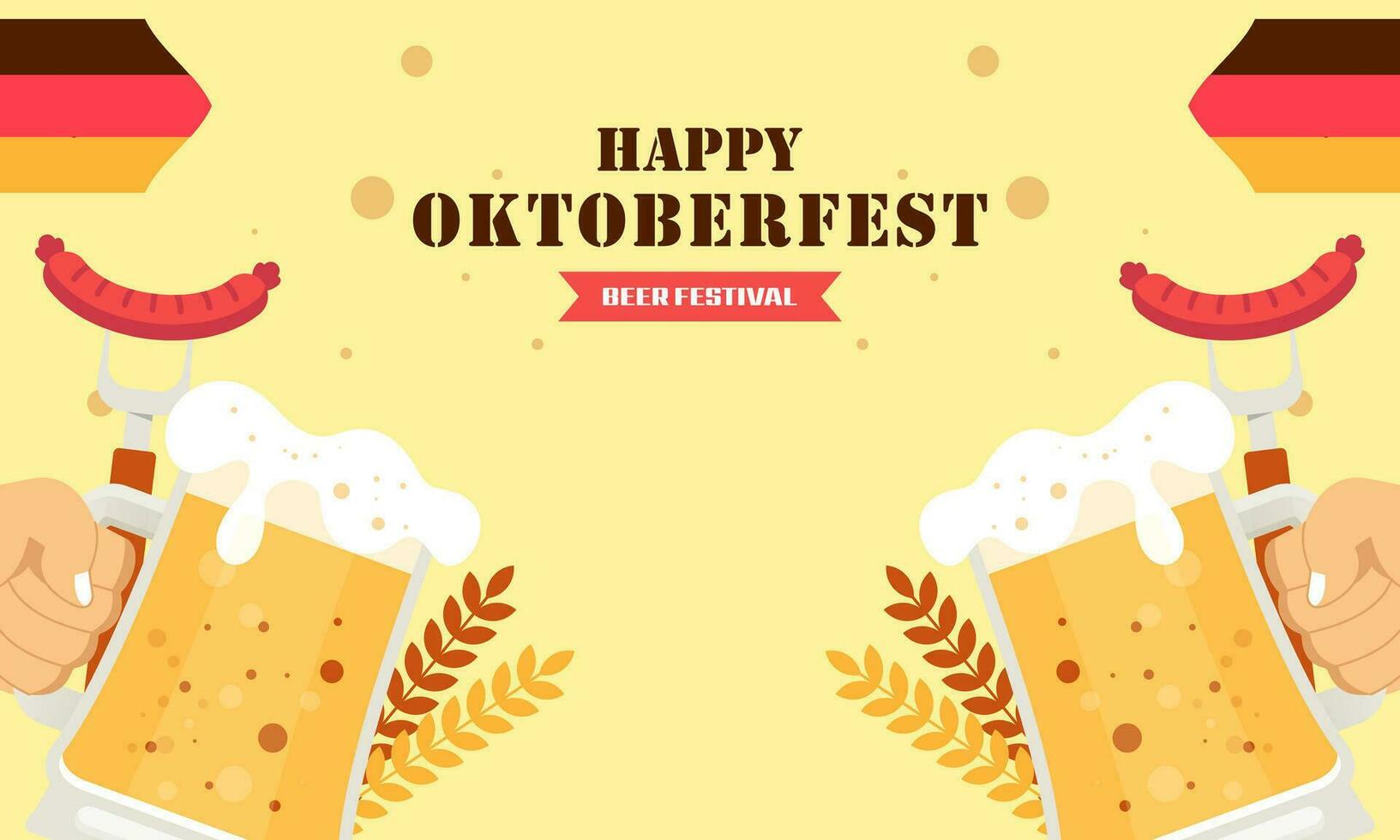 Happy Oktoberfest Beer Festival Flat Design Background vector