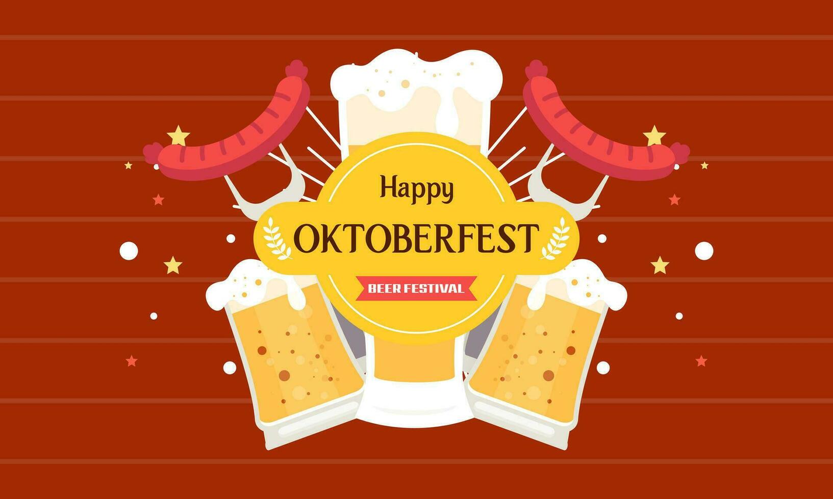 Happy Oktoberfest Beer Festival Flat Design Background vector