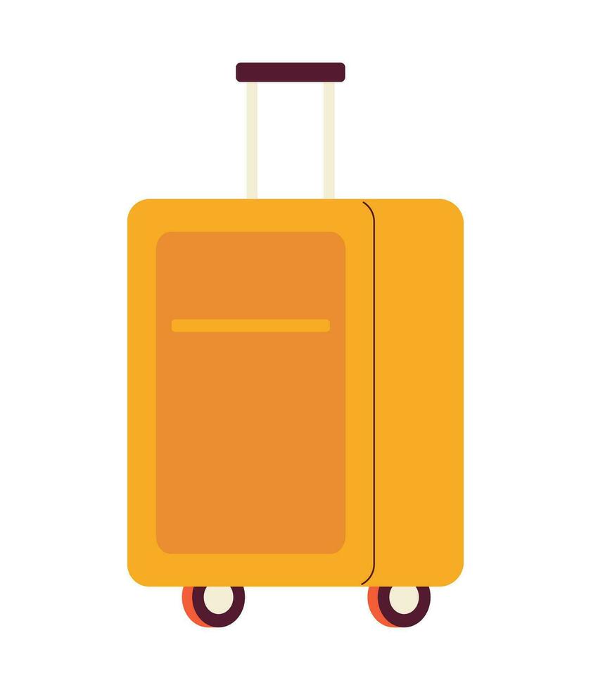 Carry on suitcase on wheels semi flat colour vector object. Spacious suitcase. Editable cartoon clip art icon on white background. Simple spot illustration for web graphic design