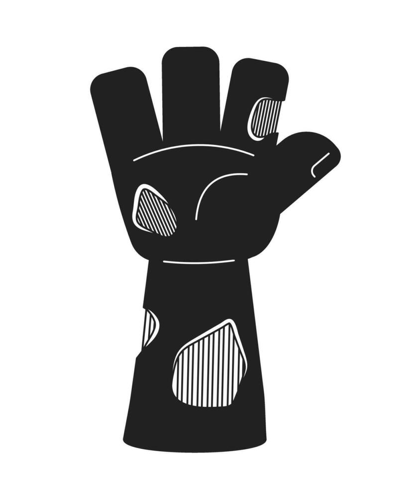 Zombie hand up monochrome flat vector object. Zombie arm for Halloween party. Monster hand. Editable black and white thin line icon. Simple cartoon clip art spot illustration for web graphic design