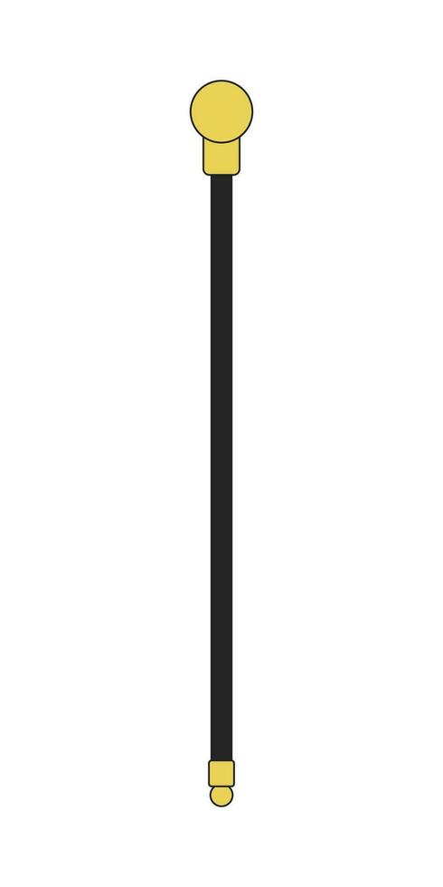 Cane for walking flat line color isolated vector object. Editable clip art image on white background. Simple outline cartoon spot illustration for web design