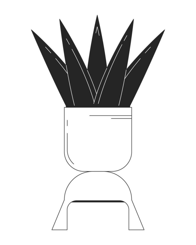 Modern houseplant potted in antique vase flat monochrome isolated vector object. House plant. Editable black and white line art drawing. Simple outline spot illustration for web graphic design
