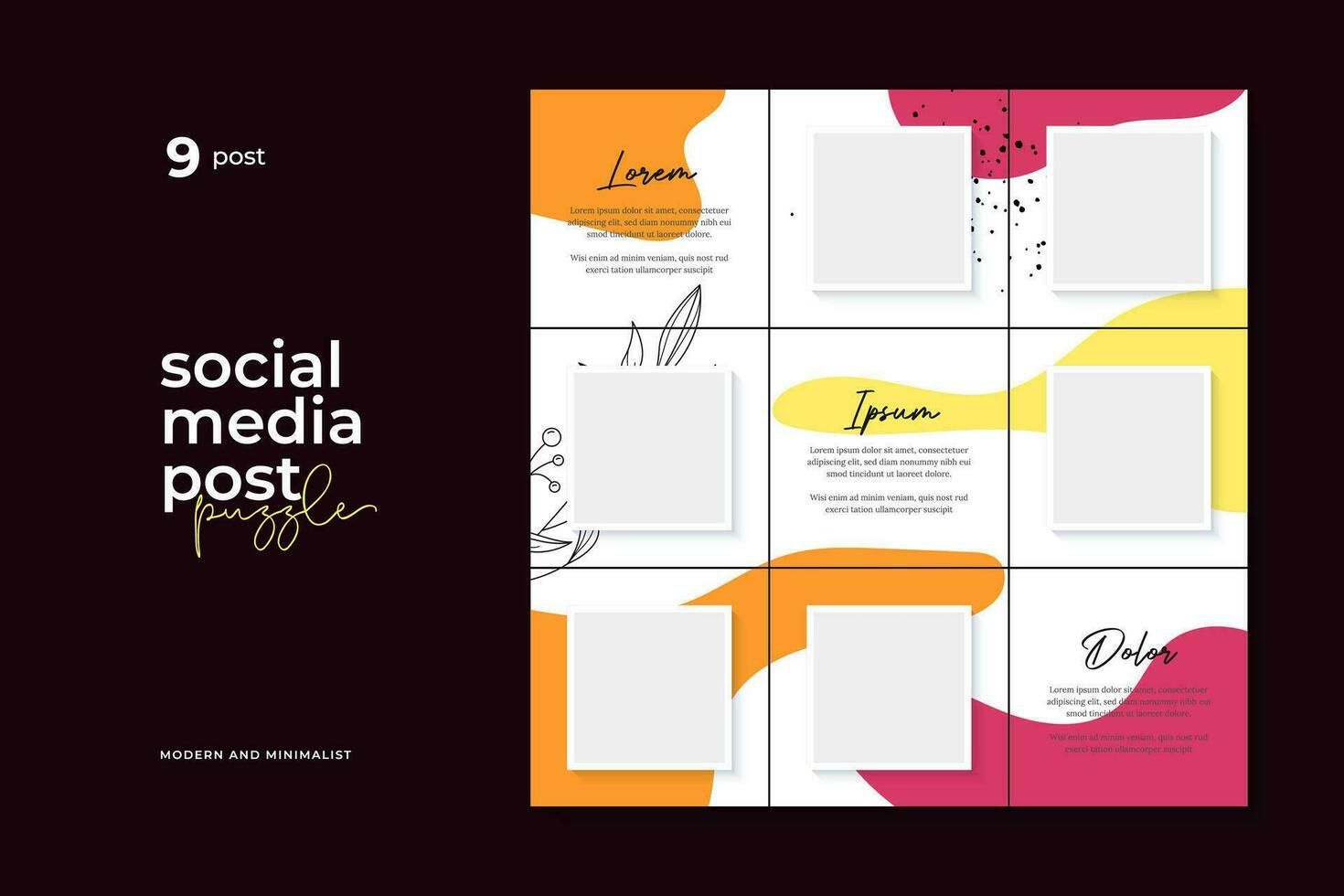 Social Media Post Puzzle Template Vector