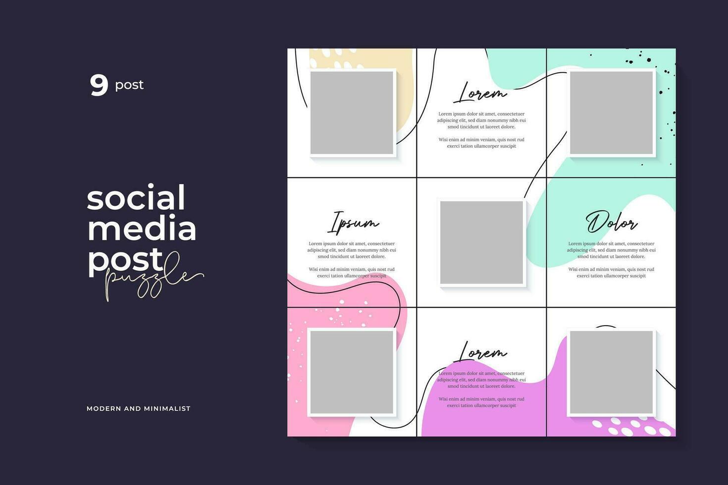 Social Media Post Puzzle Template Vector