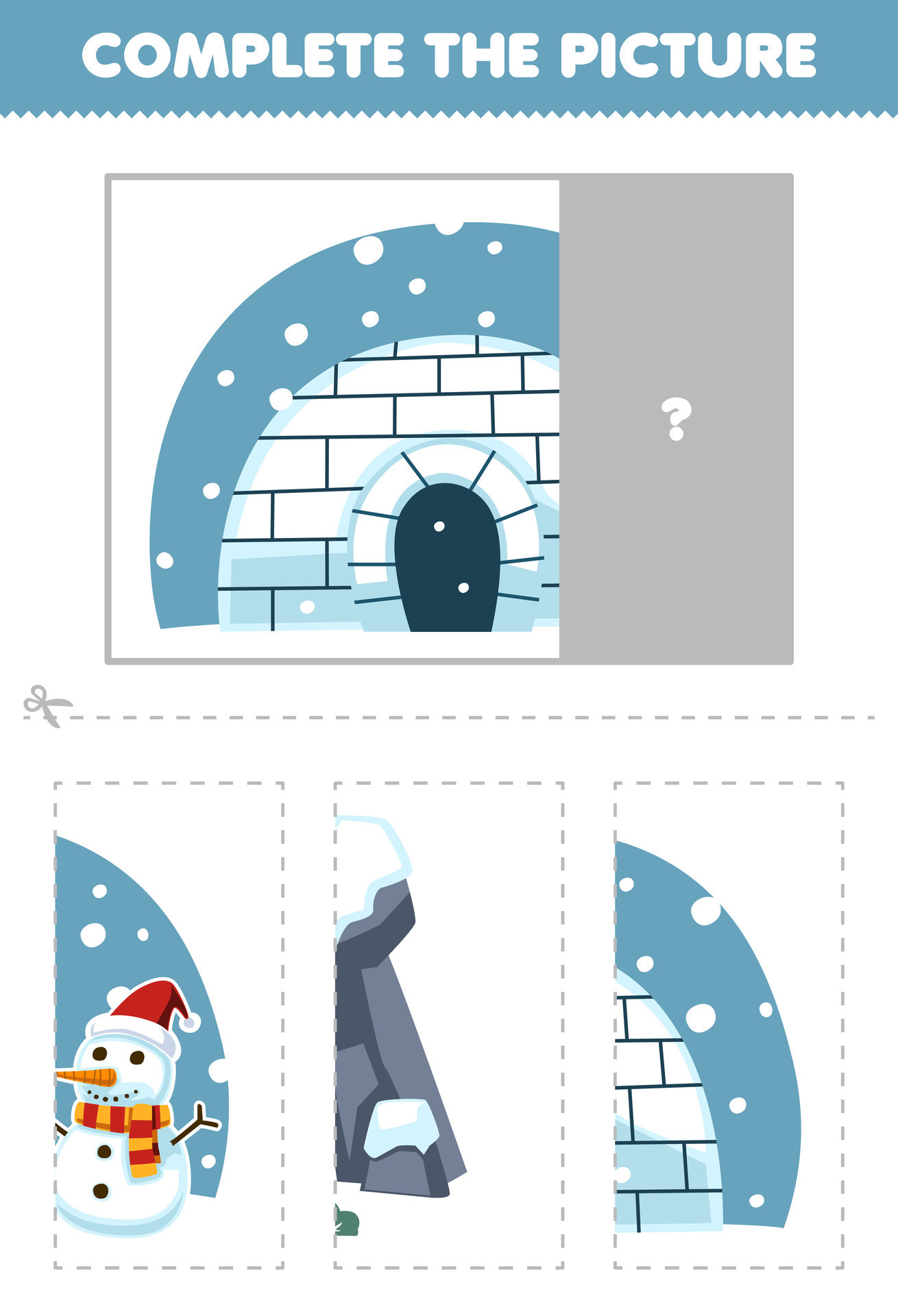 Education game for children cut and complete the correct picture of