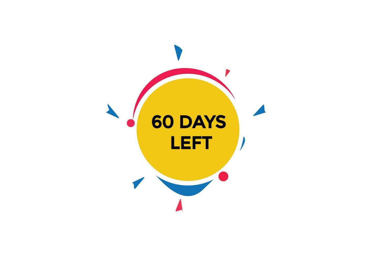 60 days, left countdown to go one time template,60  day countdown left banner label button vector
