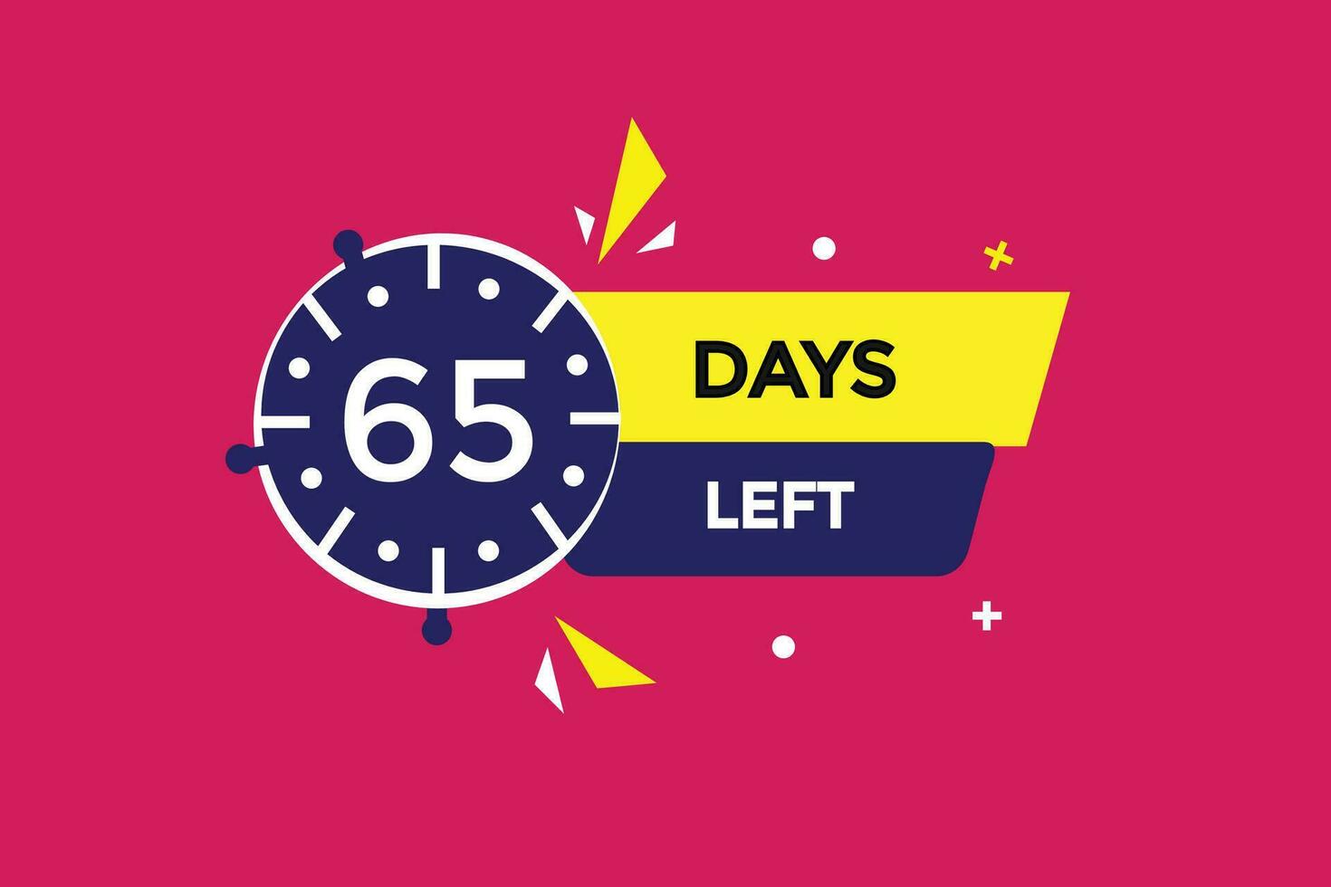 65 days, left countdown to go one time template,65  day countdown left banner label button vector