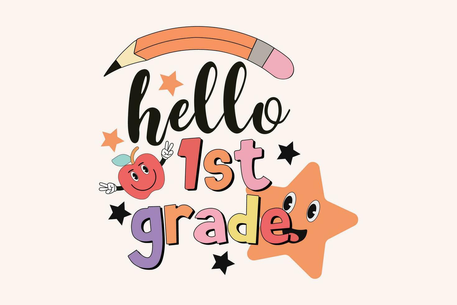 Retro Back to school typography t shirt design vector Print Template