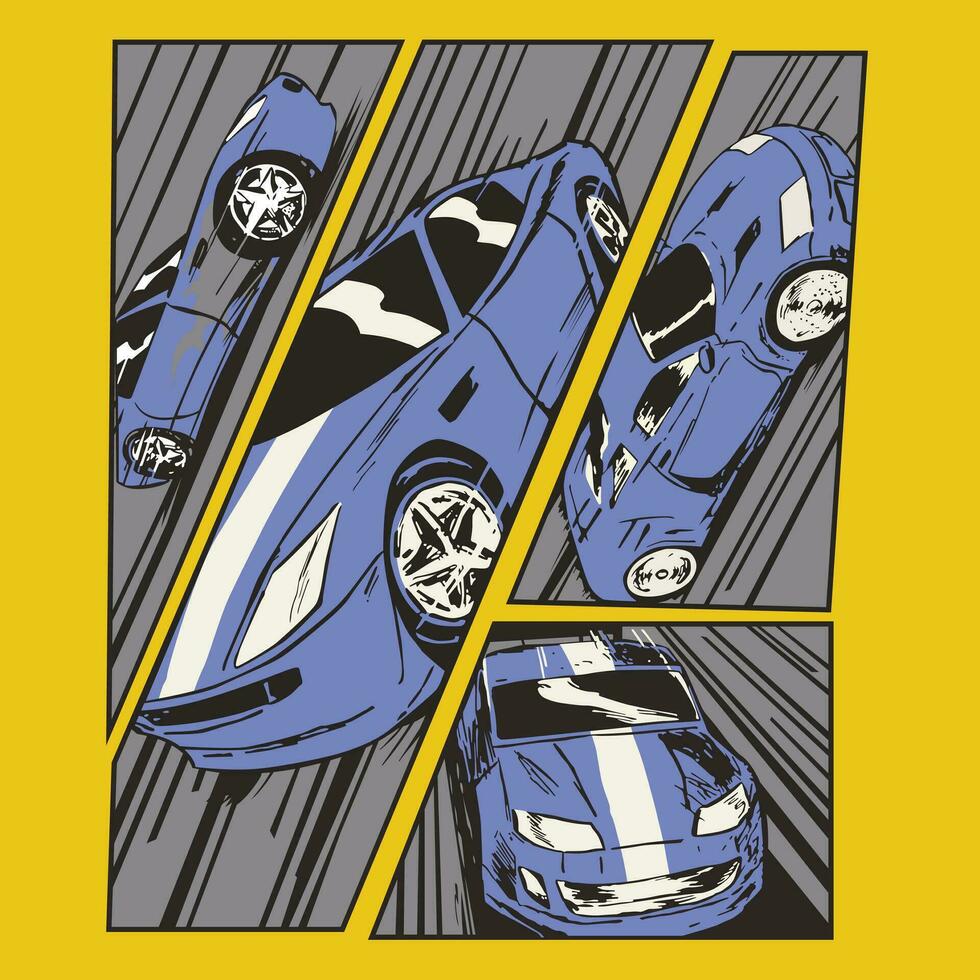 Sports Car Race Graphic Image For T-shirt vector