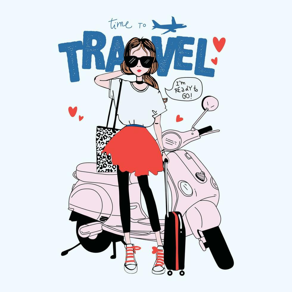 Time To Travel - I am ready to go girly graphic vector