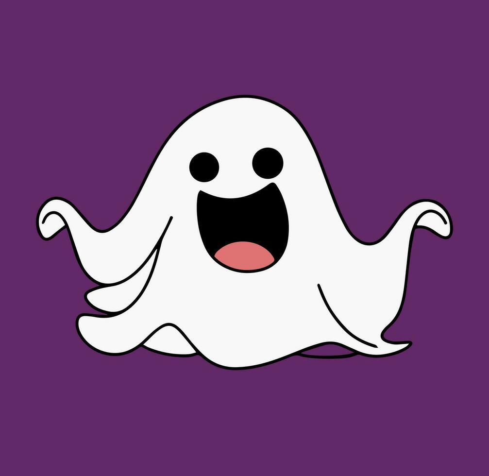 Cute cartoon ghost isolated on background. Vector illustration.