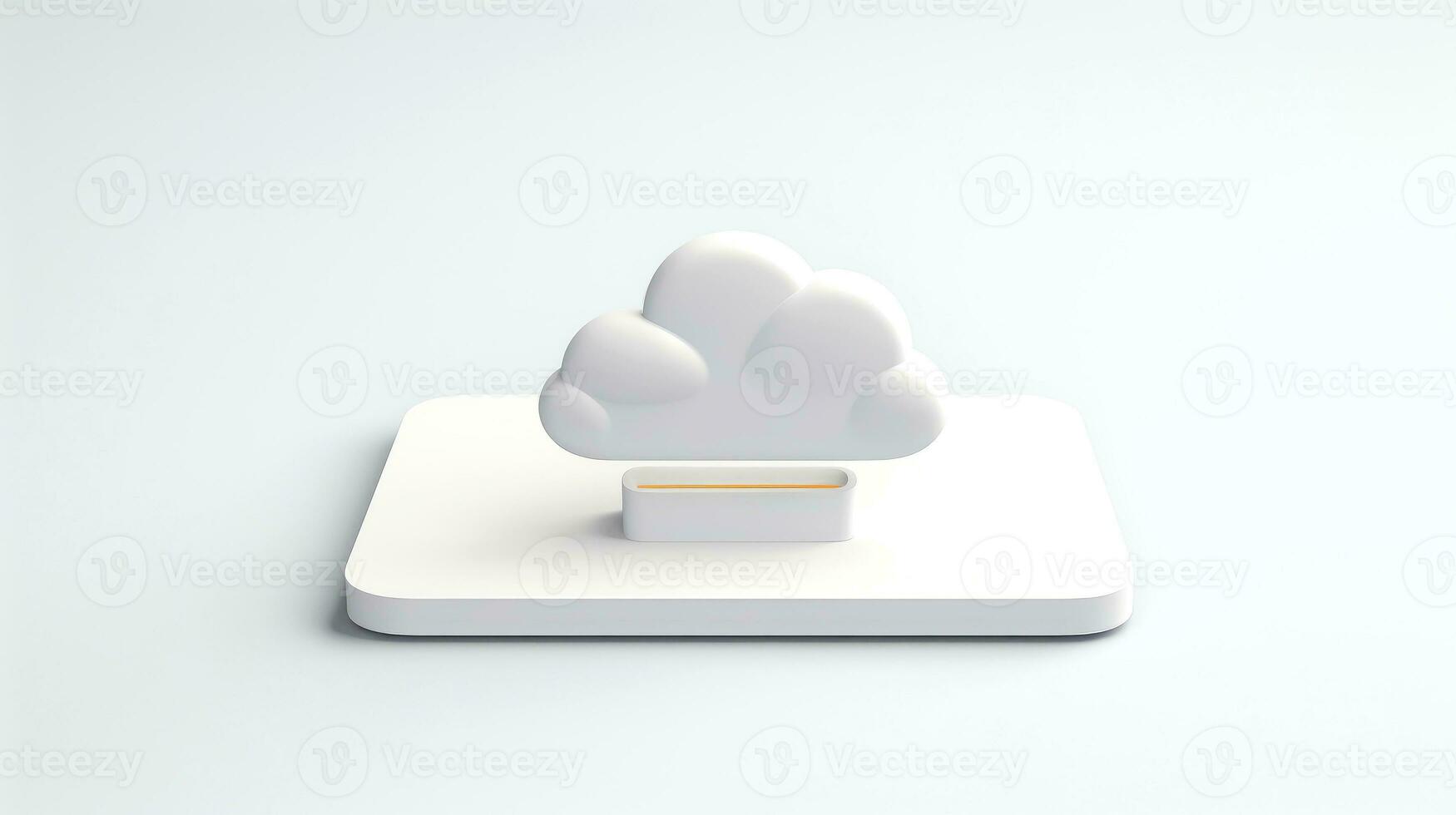 3D white cloud icon minimal style, cloud computing online service, digital technology security concept, Generative AI illustration photo