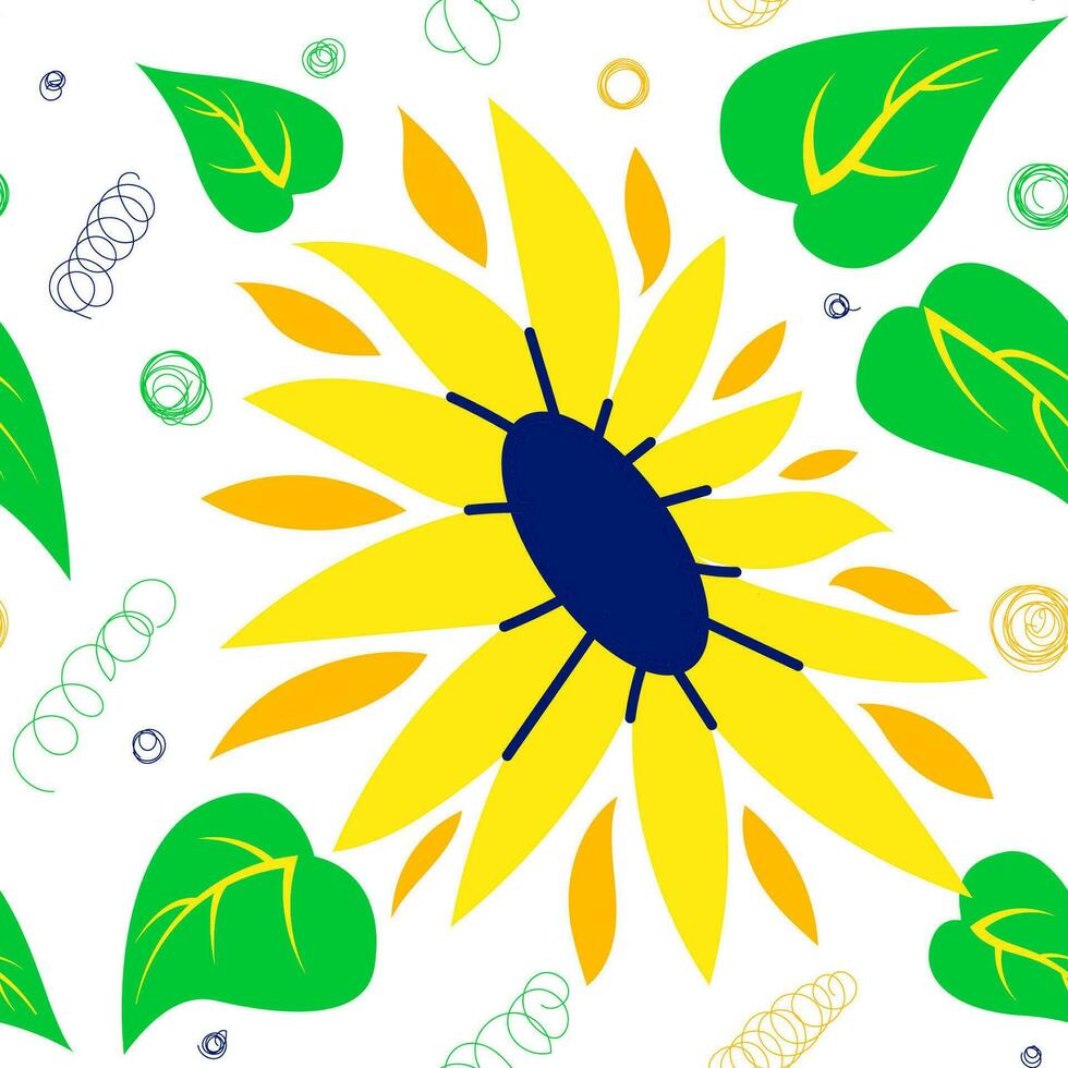 Seamless pattern yellow Sunflowers isolated on white background vector