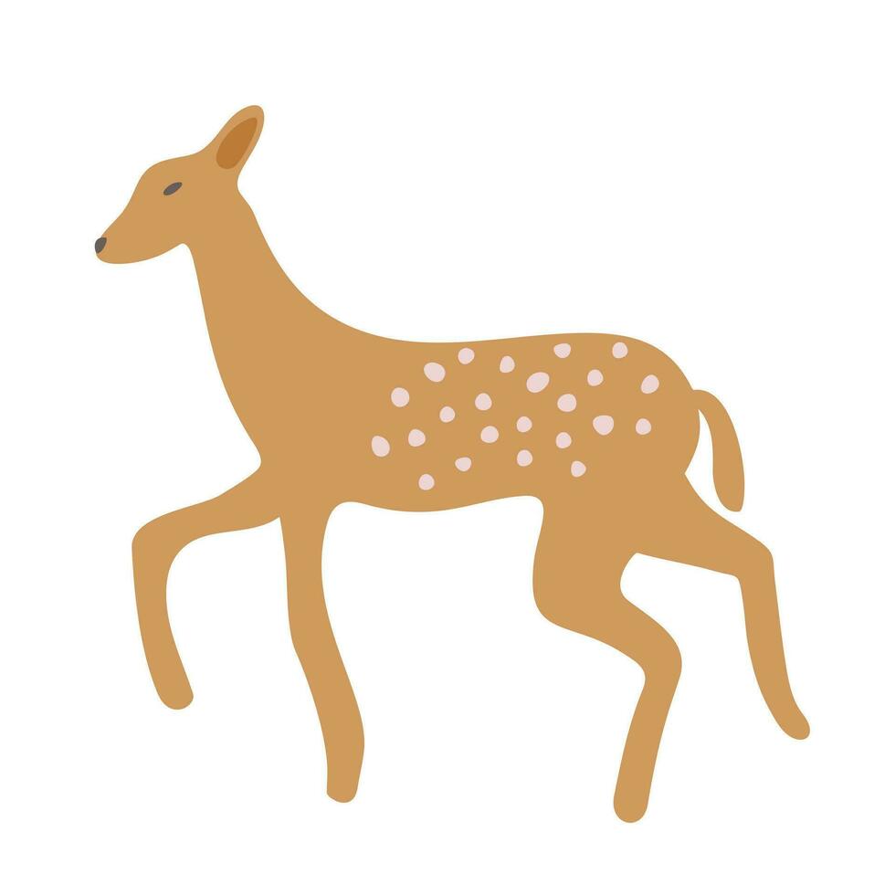 Vector isolated illustration of deer with white spots on the back