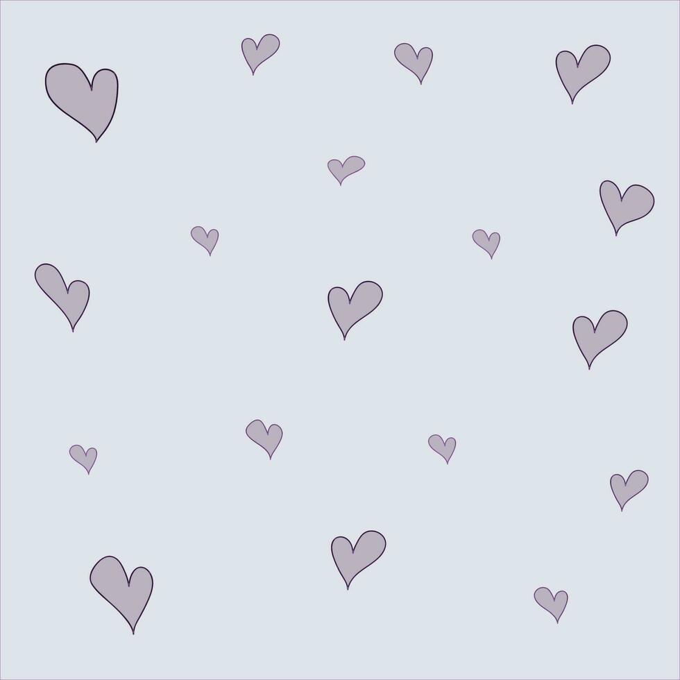 Vector image, purple hearts on the light pink background.