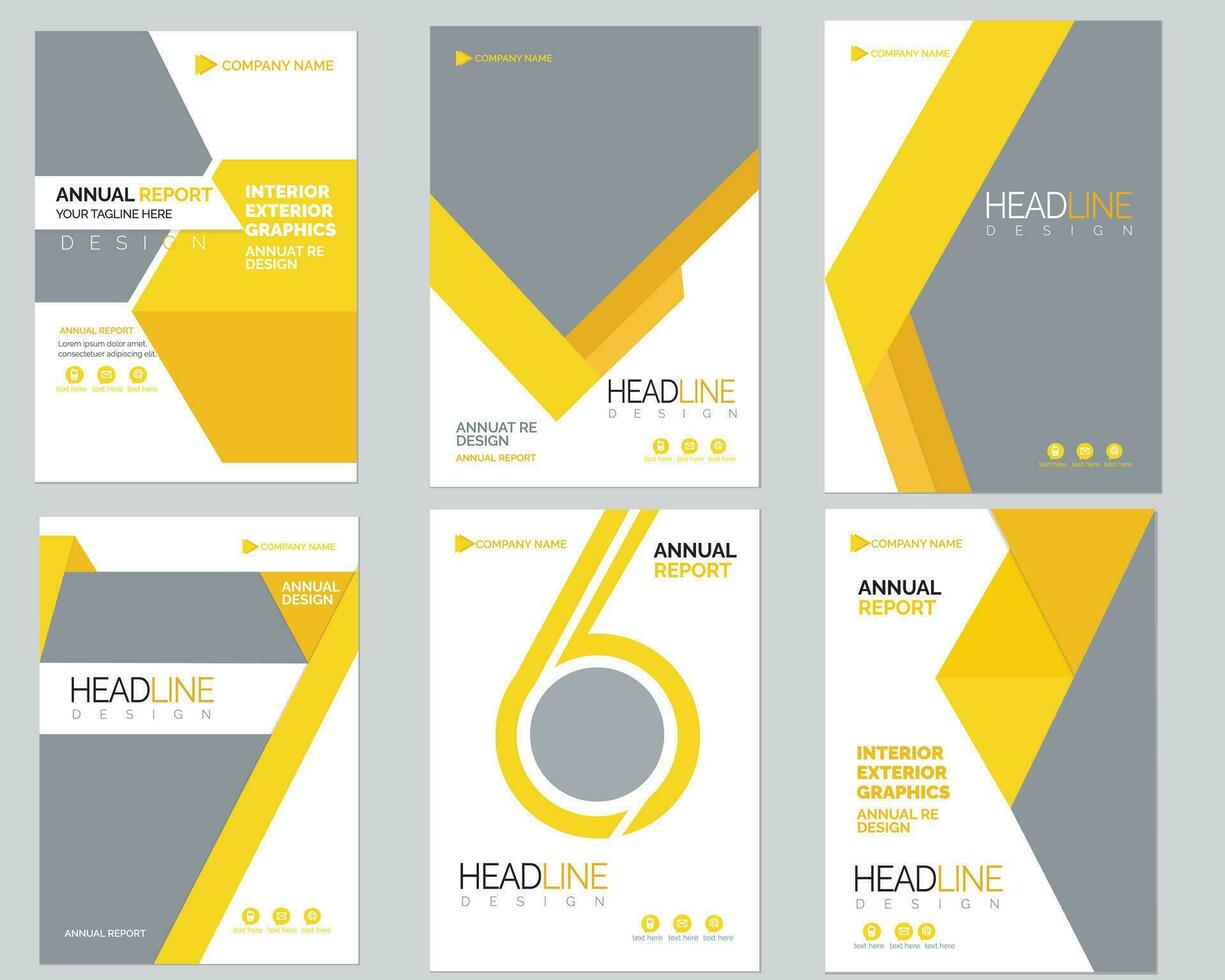 Yellow bundle annual report brochure flyer design template vector, Leaflet cover presentation abstract flat background, vector