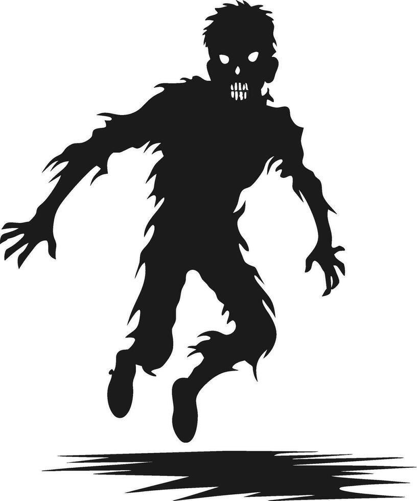 vector jumping zombie. flying zombie with dark hollow. scary zombie vector illustration on white background.